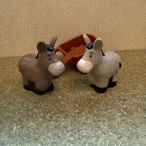 Fisher-Price Little People Nativity Brown and Gray Donkey Figures with Cart
